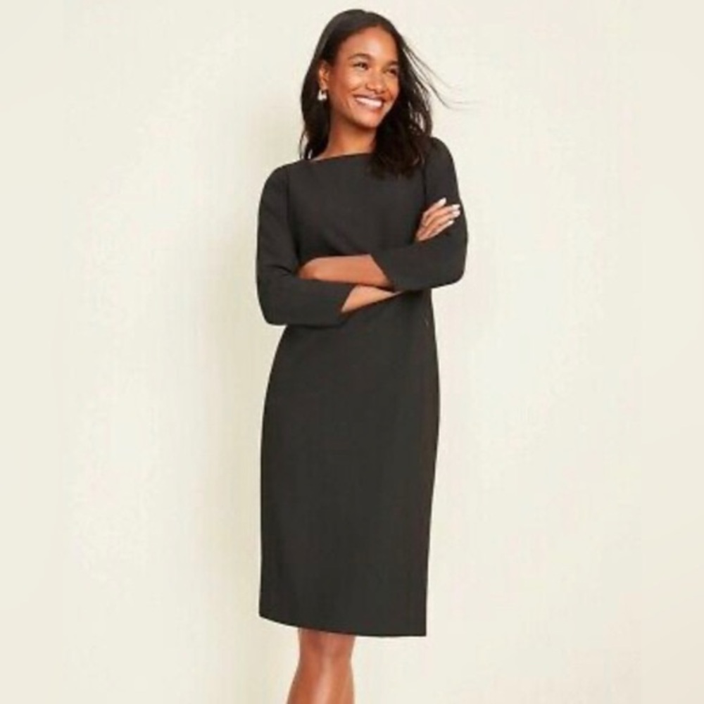 NWT SOLD OUT Ann Taylor Black Boatneck BiStretch Suit Sheath Dress, Size 14